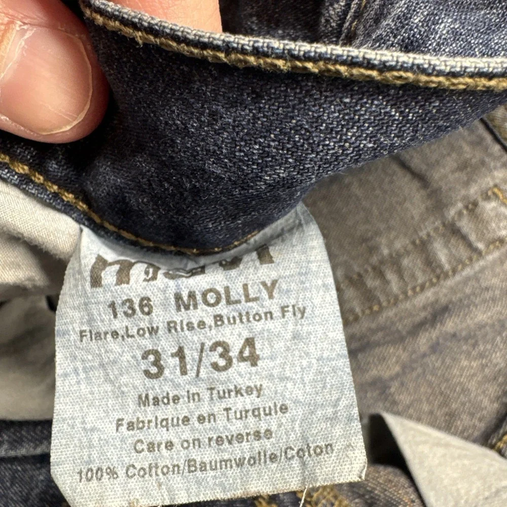 Mavi Womens Molly Low Rise Flare Jeans , Button Fly 31*34